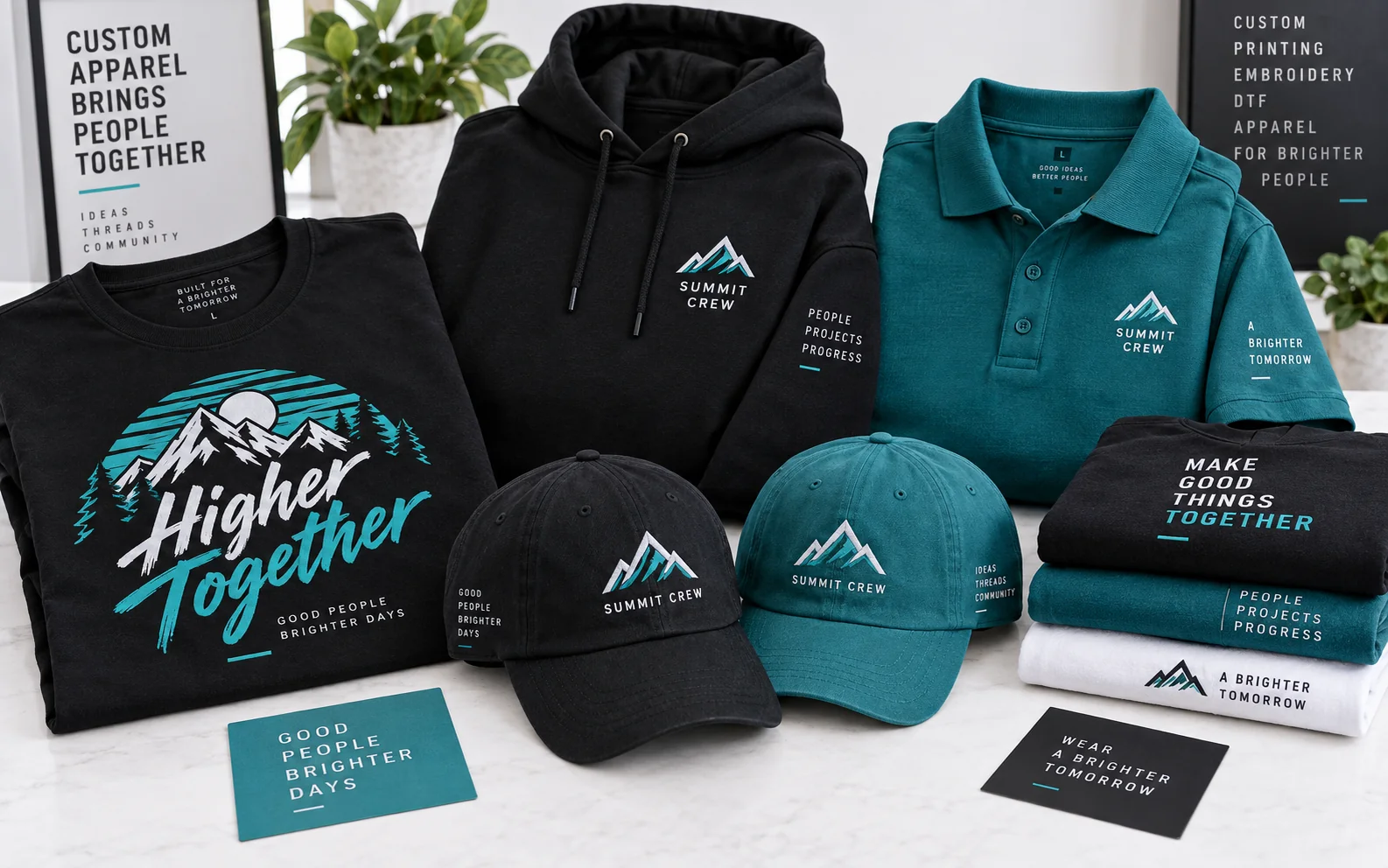 Branded shirts and hats example