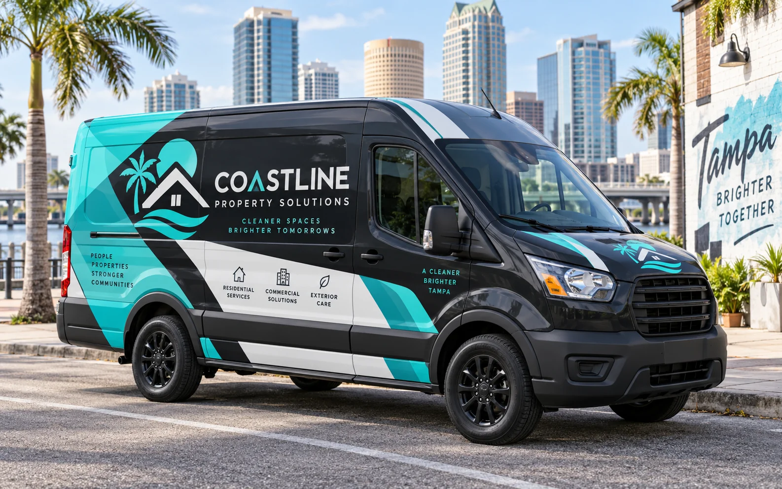 Branded vehicle wrap and lettering example